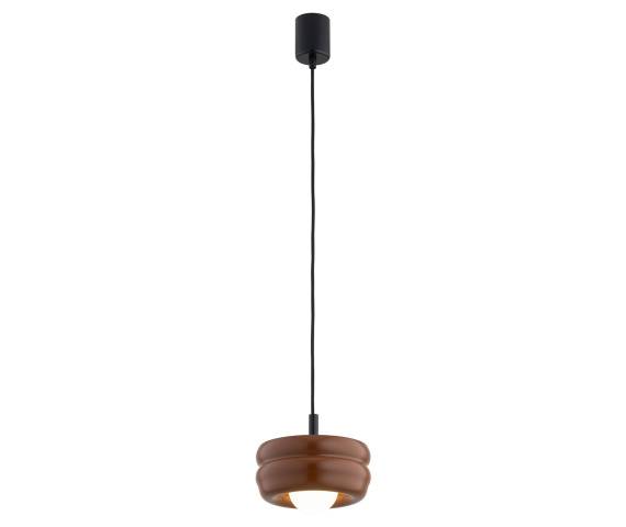 Lampa wisząca TEVO 8817 czarna oprawa z kloszem w kolorze terakota ARGON