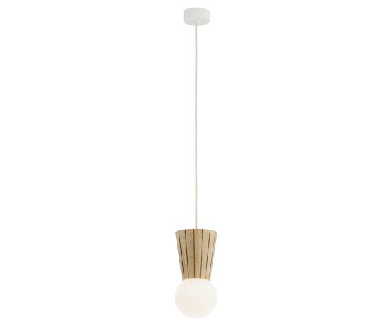 Lampa wisząca VOLANTE 8951 oprawa w kolorze białym z drewnianym elementem ARGON