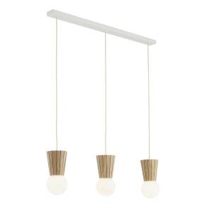 Lampa wisząca VOLANTE 6357 oprawa w kolorze białym z drewnianymi elementami ARGON