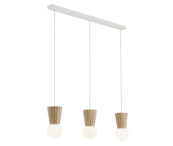 Lampa wisząca VOLANTE 6357 oprawa w kolorze białym z drewnianymi elementami ARGON