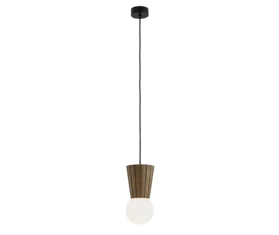 Lampa wisząca VOLANTE 8952 oprawa w kolorze czarnym z drewnianym elementem ARGON