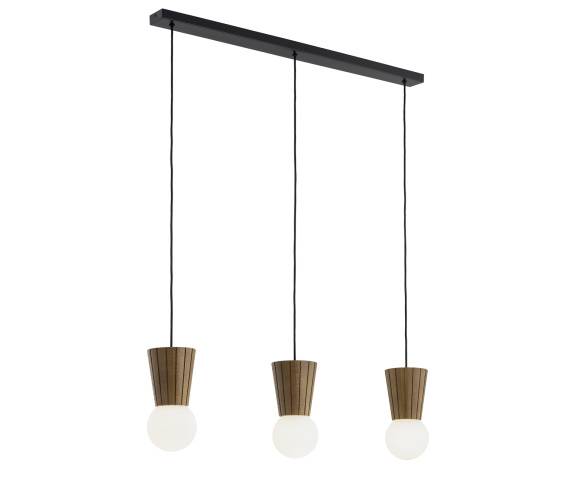 Lampa wisząca VOLANTE 6358 oprawa w kolorze czarnym z drewnianymi elementami ARGON
