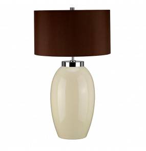 Lampa stołowa Victor Cream Large Elstead Lighting minimalistyczna oprawa w kolorze kremowo-brązowym