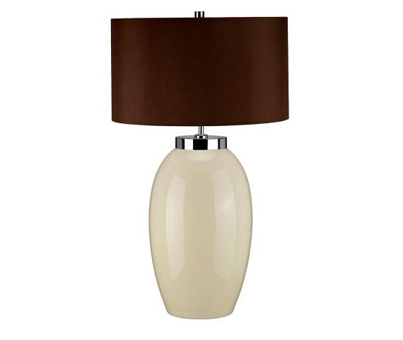 Lampa stołowa Victor Cream Large Elstead Lighting minimalistyczna oprawa w kolorze kremowo-brązowym