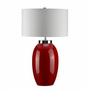 Lampa stołowa Victor Red Large Elstead Lighting biało-czerwona oprawa w nowoczesnym stylu