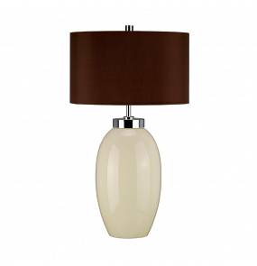 Lampa stołowa Victor Cream Small Elstead Lighting kremowo-brązowa oprawa w minimalistycznym stylu