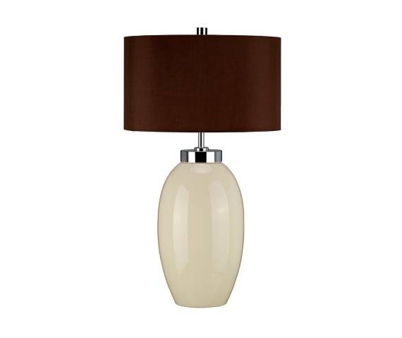 Lampa stołowa Victor Cream Small Elstead Lighting kremowo-brązowa oprawa w minimalistycznym stylu