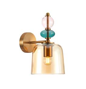 WYPRZEDAŻ Kinkiet Namos WL-27092A-MC-BRO oprawa w kolorze mosiądzu z kolorowym szkłem ITALUX