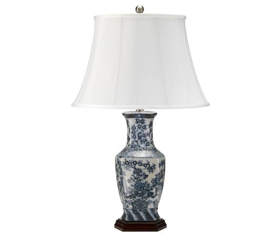 Lampa stołowa Blue Hexagon Vase Elstead Lighting dekoracyjna oprawa w kolorze biało-niebieskim