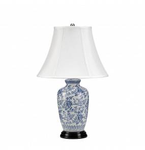 Lampa stołowa Blue Ginger Jar Elstead Lighting klasyczna oprawa z florystycznym wzorem