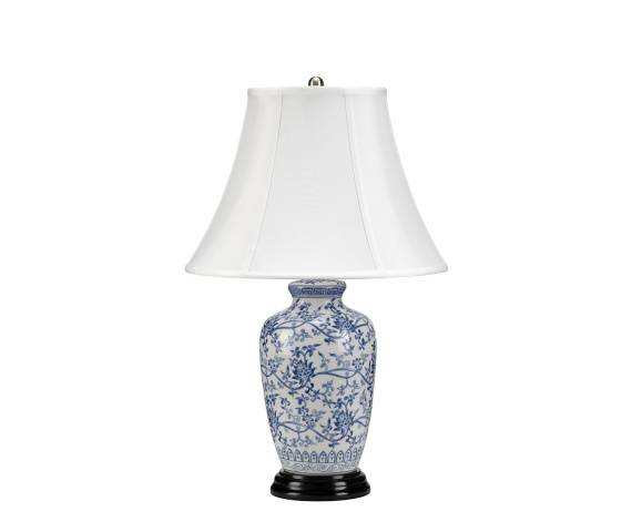 Lampa stołowa Blue Ginger Jar Elstead Lighting klasyczna oprawa z florystycznym wzorem