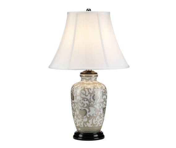 Lampa stołowa Silver Thistle Elstead Lighting klasyczna oprawa ze srebrnym zdobieniem