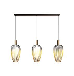 Lampa wisząca AURELIE 21442/03/10 oprawa w kolorze czerni i złota LUCIDE