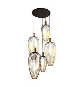 Lampa wisząca AURELIE 21442/15/10 oprawa w kolorze czerni i złota LUCIDE