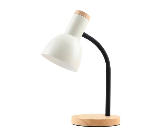 Lampa biurkowa Senza TB-37263-BG oprawa w kolorze białym z elementami czerni i drewna ITALUX