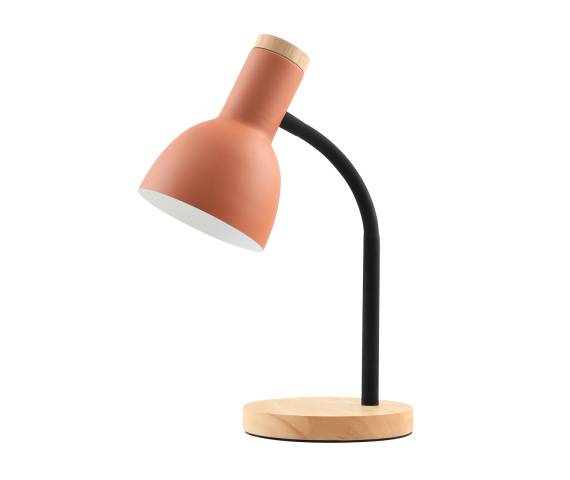 Lampka biurkowa Senza TB-37263-OG oprawa w kolorze pomarańczowym z elementami czerni i drewna ITALUX