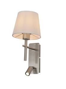 Kinkiet LUNA W4106-2SN+WH oprawa w kolorze srebrnym z białym abażurem ZUMA LINE