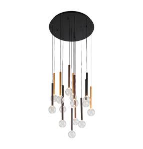 Lampa wisząca Alinos PND-24019-14A-BK oprawa w kolorze czerni złota i miedzi ITALUX