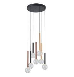 Lampa wisząca Alinos PND-24019-7A-BK oprawa w kolorze czerni złota i miedzi ITALUX