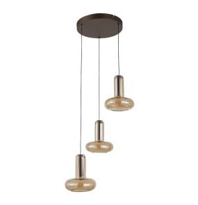 Lampa wisząca Carote PND-24011-3-COPP oprawa w kolorze miedzianym z bursztynowymi kloszami ITALUX