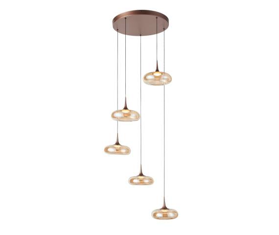 Lampa wisząca Tenele PND-24028-5A-COPP oprawa w kolorze miedzianym ITALUX