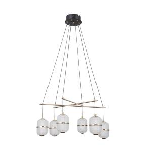 Lampa wisząca Alani PND-34375-6-BK oprawa w kolorze czerni i złota ITALUX