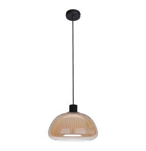 Lampa wisząca Apiro PND-84638-BK-AMB oprawa w kolorze czarnym z bursztynowym kloszem ITALUX