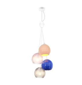 Lampa wisząca Cases PND-94794-4A-MLTI oprawa w kolorze białym z kolorowymi kloszami ITALUX