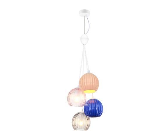 Lampa wisząca Cases PND-94794-4A-MLTI oprawa w kolorze białym z kolorowymi kloszami ITALUX