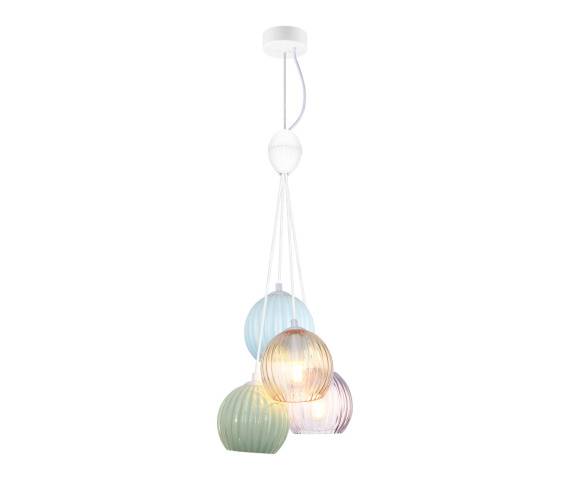 Lampa wisząca Cases PND-94794-4B-MLTI oprawa w kolorze białym z kolorowymi kloszami ITALUX