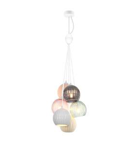 Lampa wisząca Cases PND-94794-6A-MLTI oprawa w kolorze białym z kolorowymi kloszami ITALUX
