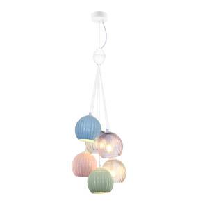 Lampa wisząca Cases PND-94794-6B-MLTI oprawa w kolorze białym z kolorowymi kloszami ITALUX