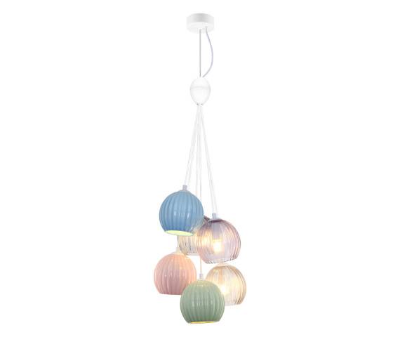 Lampa wisząca Cases PND-94794-6B-MLTI oprawa w kolorze białym z kolorowymi kloszami ITALUX