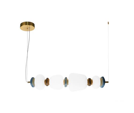 Lampa wisząca Evans PND-94981-4A-GD oprawa w kolorze złotym z kolorowymi elementami ITALUX