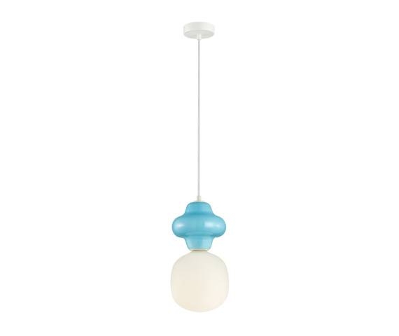 Lampa wisząca Latera PND-94331-1L-BLU oprawa w kolorze białym z niebieskim elementem ITALUX