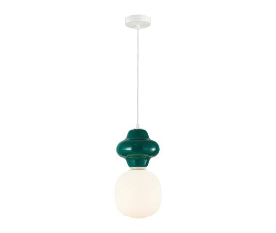 Lampa wisząca Latera PND-94331-1L-GRN oprawa w kolorze białym z zielonym elementem ITALUX