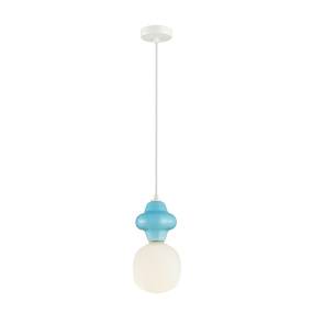 Lampa wisząca Latera PND-94331-1S-BLU oprawa w kolorze białym z niebieskim elementem ITALUX