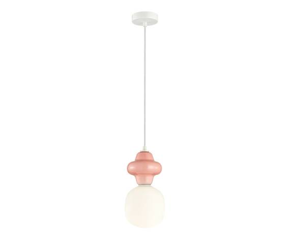 Lampa wisząca Latera PND-94331-1S-PK oprawa w kolorze białym z różowym elementem ITALUX
