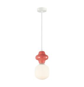 Lampa wisząca Latera PND-94331-1S-RED oprawa w kolorze białym z czerwonym elementem ITALUX