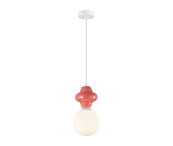 Lampa wisząca Latera PND-94331-1S-RED oprawa w kolorze białym z czerwonym elementem ITALUX