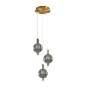 Lampa wisząca Lenti PND-83631-3-BRO-SG oprawa w kolorze złotym z dymionymi kloszami ITALUX
