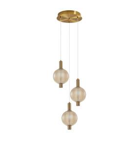 Lampa wisząca Lenti PND-83631-3-AB-AMB oprawa w kolorze złotym z bursztynowymi kloszami ITALUX