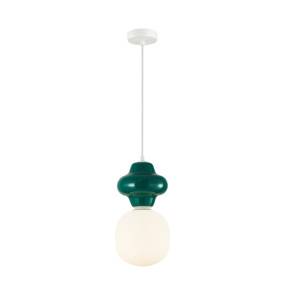 Lampa wisząca Latera PND-94331-1S-GRE oprawa w kolorze białym z zielonym elementem ITALUX