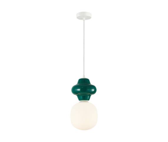 Lampa wisząca Latera PND-94331-1S-GRE oprawa w kolorze białym z zielonym elementem ITALUX