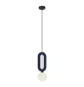 Lampa wisząca Masso PND-59839-1-BLU oprawa w kolorze czarnym z niebieskim elementem ITALUX