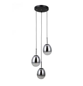 Lampa wisząca Meolo PND-40825-3-BK oprawa w kolorze czarnym z dymionymi kloszami ITALUX