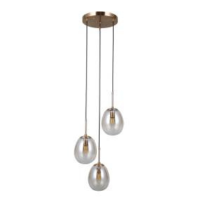 Lampa wisząca Meolo PND-40825-3-GD oprawa w kolorze złotym z bursztynowymi kloszami ITALUX