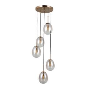Lampa wisząca Meolo PND-40825-5-GD oprawa w kolorze złotym z bursztynowymi kloszami ITALUX