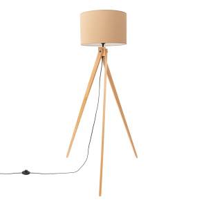 Lampa podłogowa NATT SL.1905 drewniana oprawa z abażurem taupe SOLLUX LIGHTING