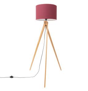 Lampa podłogowa NATT SL.1907 drewniana oprawa z burgundowym abażurem SOLLUX LIGHTING